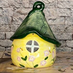 Ceramic Tea Light Holder Fairy House Country Girl Decor Garden Decoration